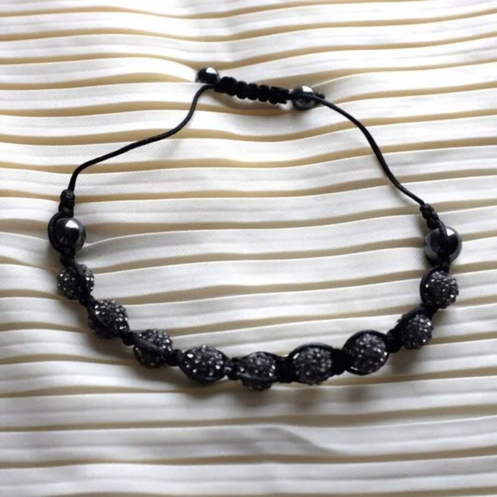 COPY - Black Crystal Shamballa Style adjustable bracelet